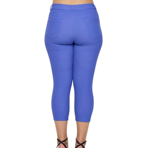 New Color Plus Size Capri Jeggings Yelete 5 Pocket XL 2XL 3XL Very Periwinkle - Picture 2 of 7